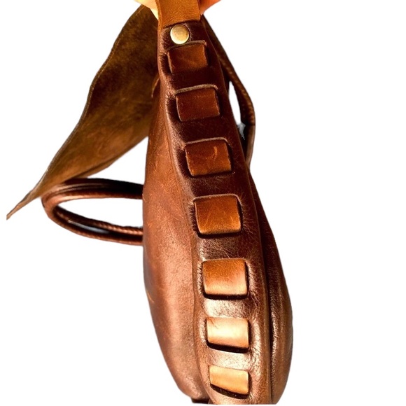 Calleen Cordero Brown Leather Saddle Bag With Studs And Natural Brown Druzzy - Picture 7 of 8